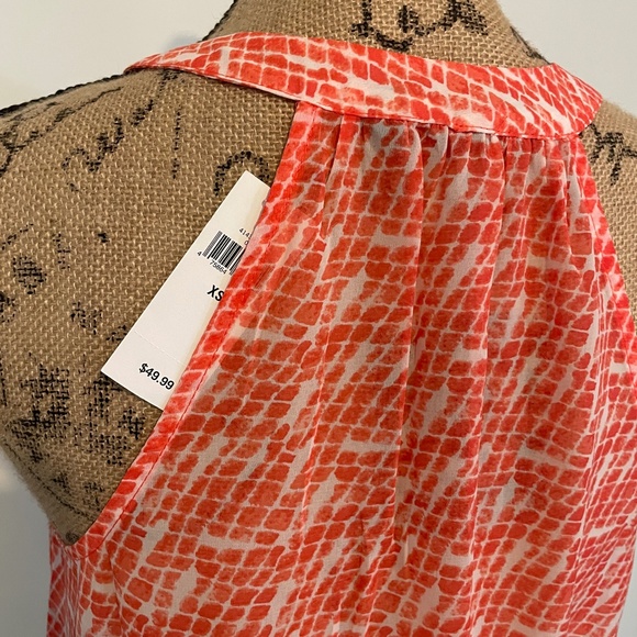 BR red-orange snake print sheer halter blouse - Picture 3 of 6